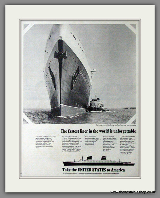 United States Ocean Liner. Original  Advert 1965 (ref AD11445)