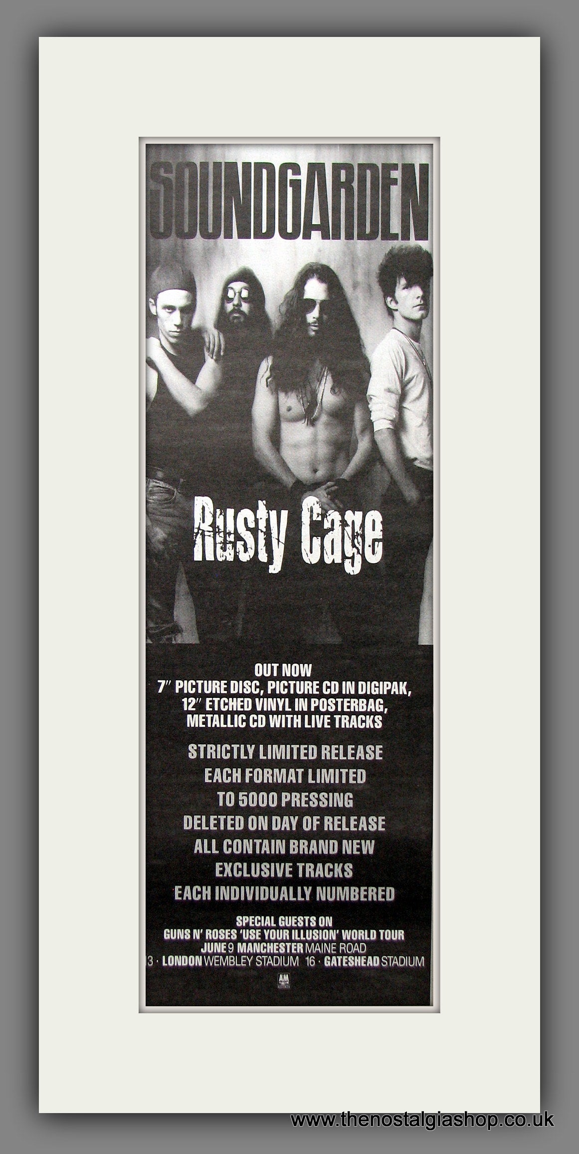 Soundgarden Rusty Cage. Original Advert 1992 (ref AD200262)