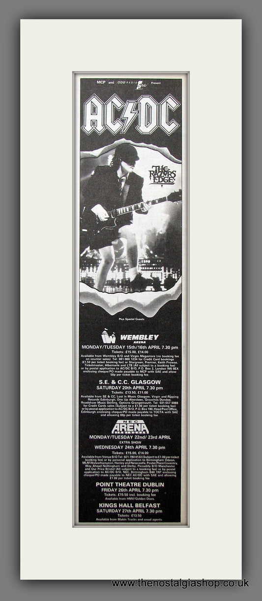 AC DC The Razors Edge Tour Dates. Original Advert 1990 (ref AD200270)