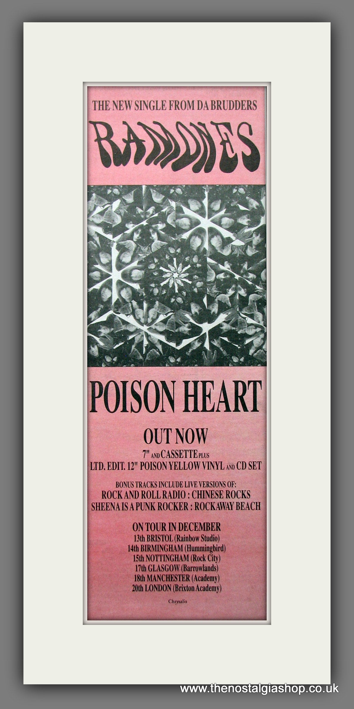 Ramones (The) Poison Heart. Original Advert 1992 (ref AD200281)