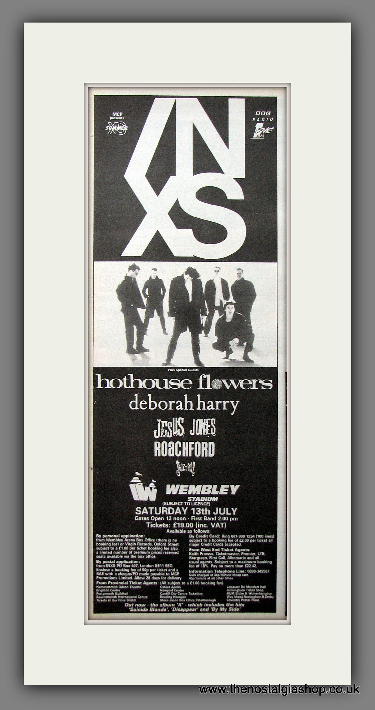 INXS Concert Wembley. Original Advert 1991 (ref AD200286)