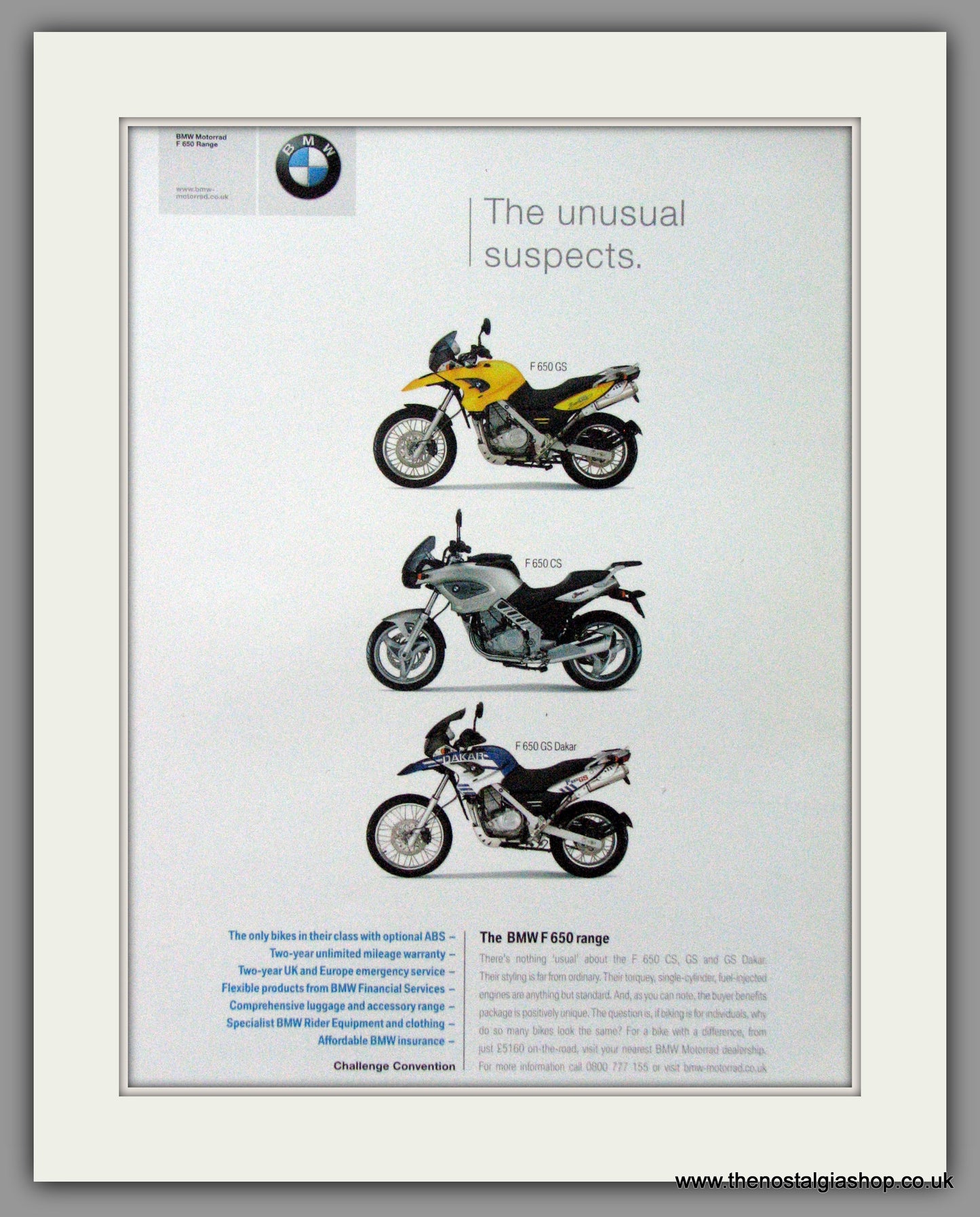 BMW F650 Range of Motorcycles. 2004 Original Advert (ref AD51571)