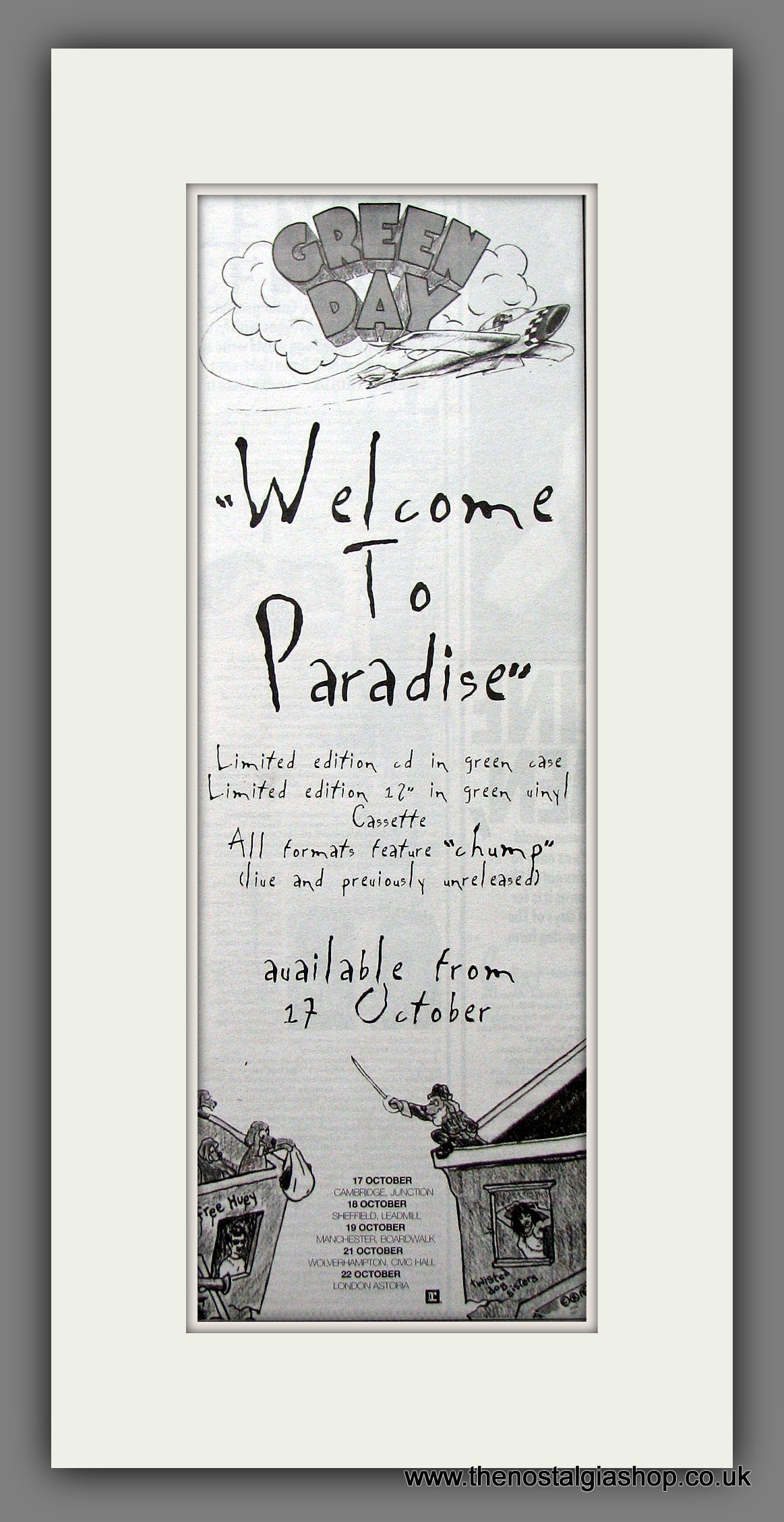Green Day Welcome To Paradise. Original Advert 1994 (ref AD200294)