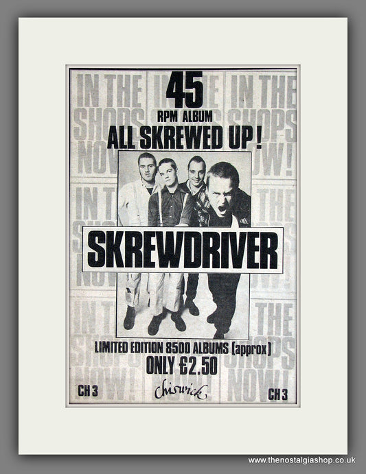 Skrewdriver. All Skrewed Up. Original Vintage Advert 1977 (ref AD56352)