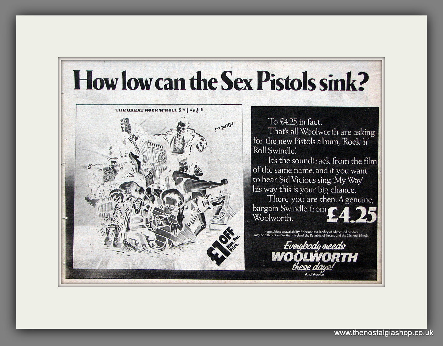Sex Pistols. Rock 'N' Roll Swindle. Original Vintage Advert 1980 (ref AD56357)