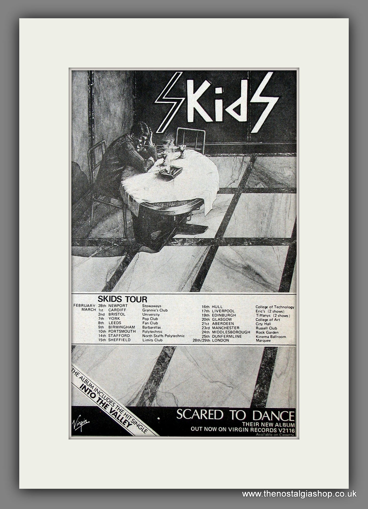 Skids Tour Scared To Dance. Original Vintage Advert 1979 (ref AD56384)
