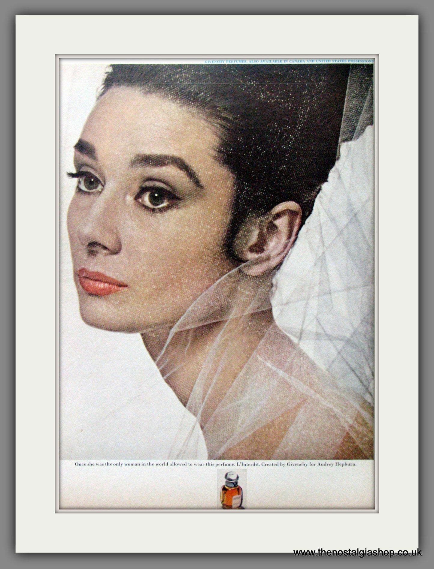 Givenchy L'Interdit. Featuring Audrey Hepburn. Perfume. Original Advert 1965 (ref AD51612)