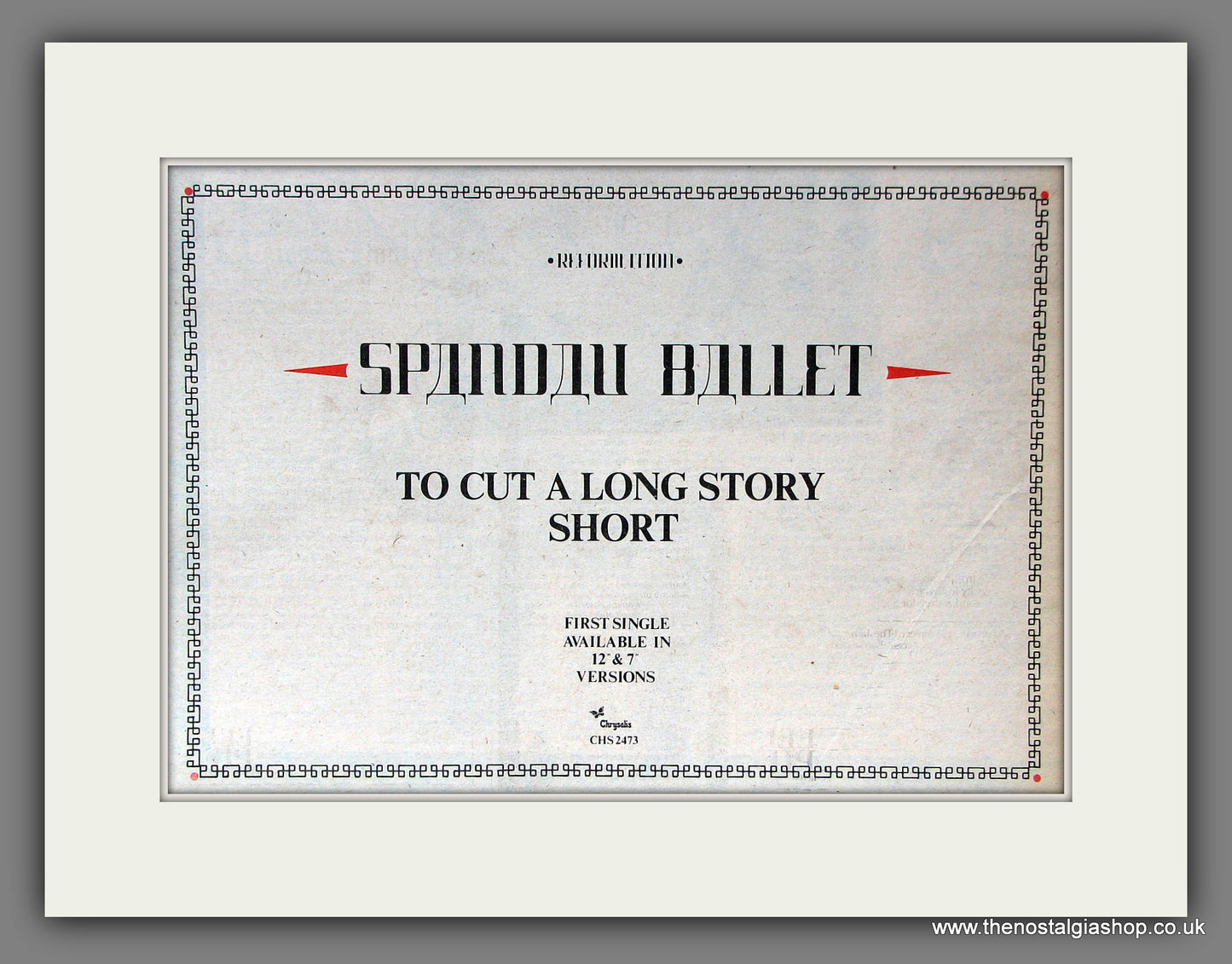 Spandau Ballet To Cut A long Story Short. Original Vintage Advert 1980 (ref AD56399)