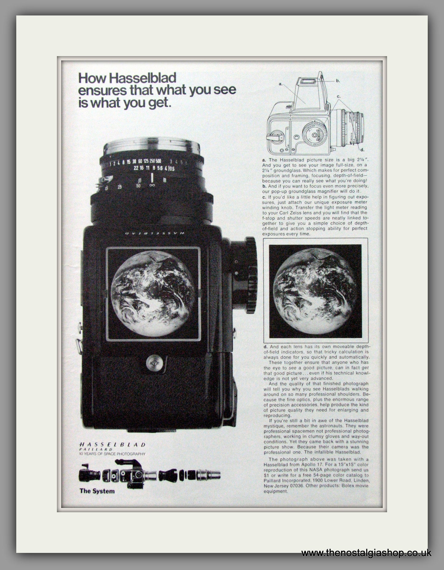 Hasselblad Paillard Camera. Original Advert 1973 (ref AD51713)