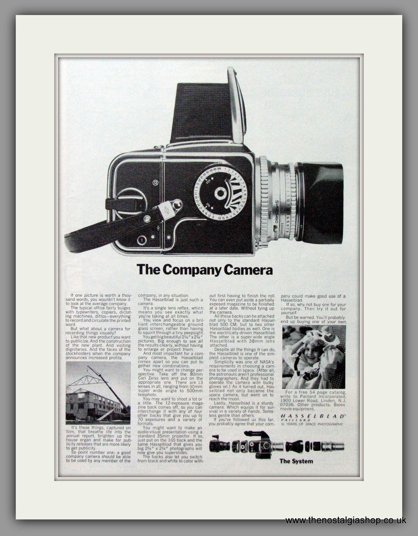 Hasselblad Paillard Camera. Original Advert 1973 (ref AD51714)