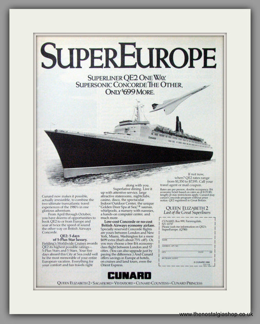 QE2 and Concorde. Super Europe Original Advert 1986 (ref AD51719)