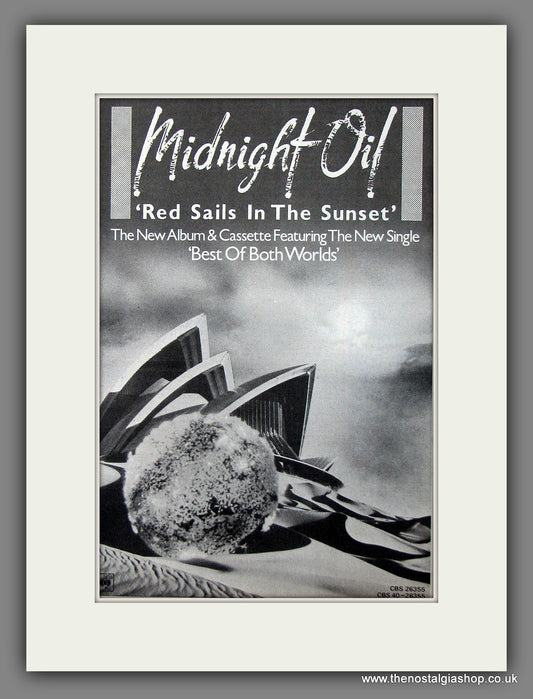 Midnight Oil Red Sails In The Sunset. Original Vintage Advert 1985 (ref AD56439)