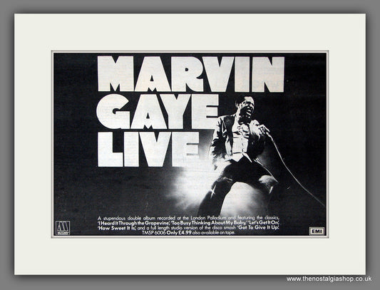 Marvin Gaye Live. Original Vintage Advert 1977 (ref AD56442)