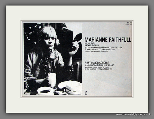 Marianne Faithfull Broken English. Original Vintage Advert 1982 (ref AD56444)