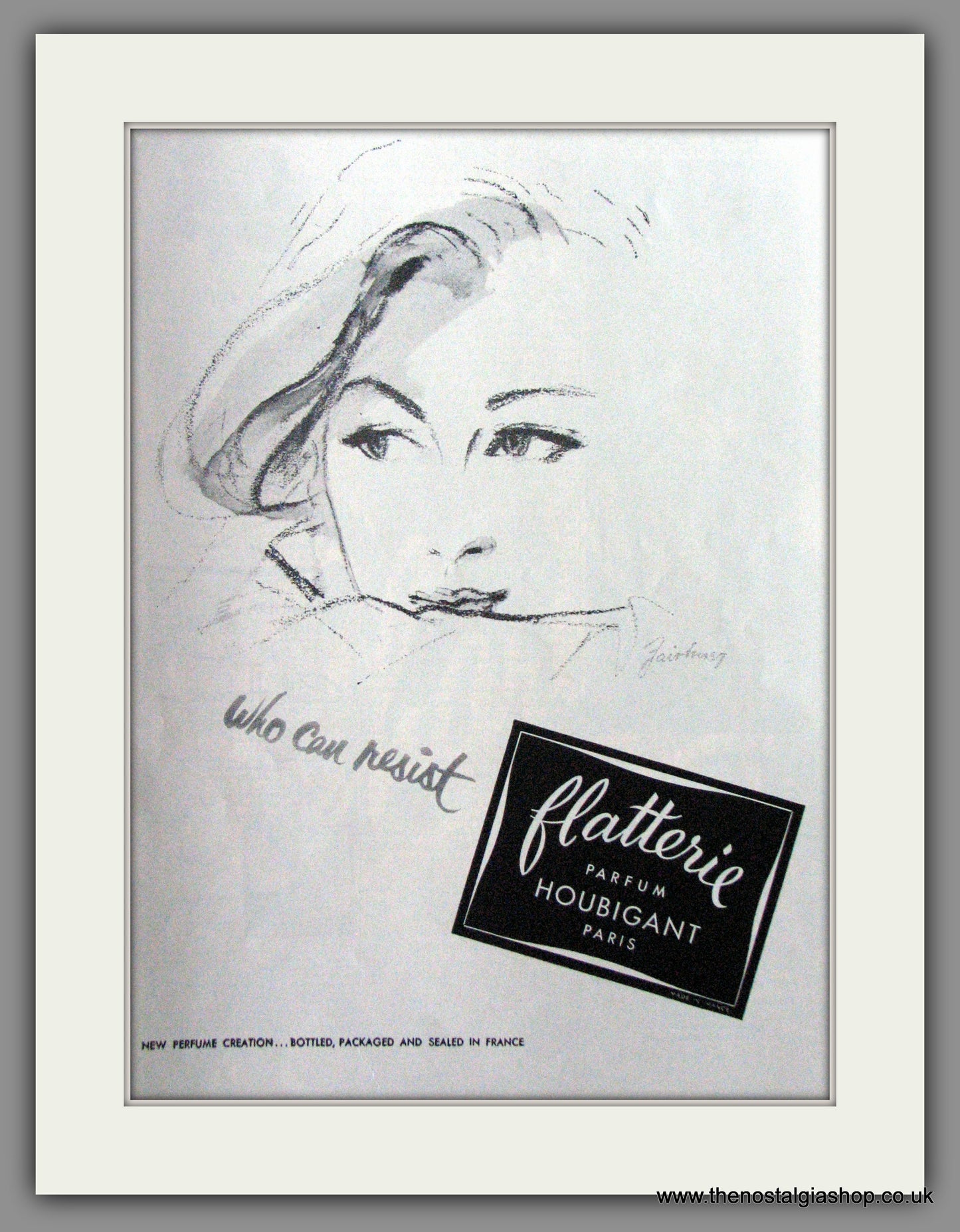 Houbigant, Flatterie, Paris. Perfume. Original Advert 1955 (ref AD51683)