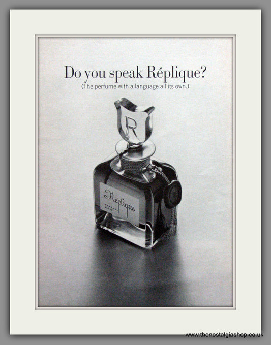 Replique by Raphael, Paris. Perfume. Original Advert 1969 (ref AD51691)