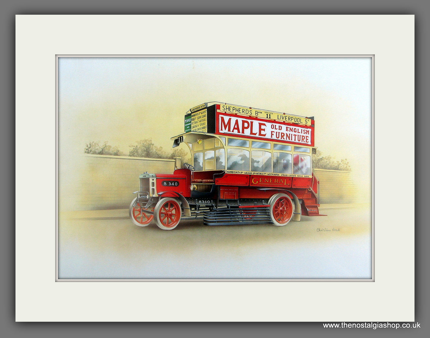 London General 'B' Type Motor Bus 1910 - 1927. Mounted print