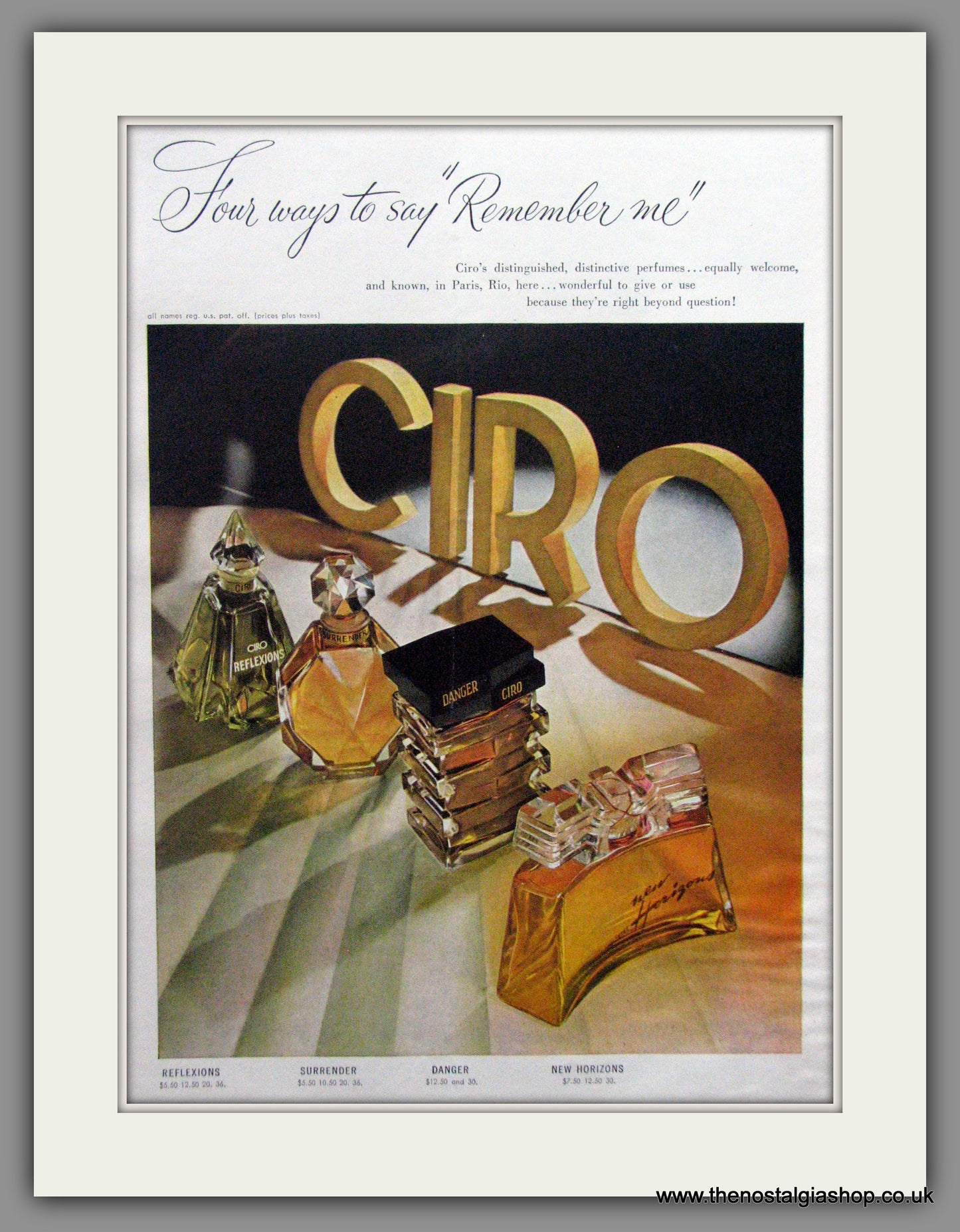 Ciro Perfume Range. Original Advert 1948 (ref AD51700)