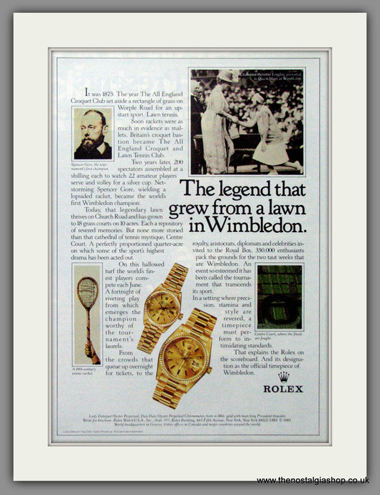Rolex and Wimbledon. Original Advert 1986 (ref AD51847)