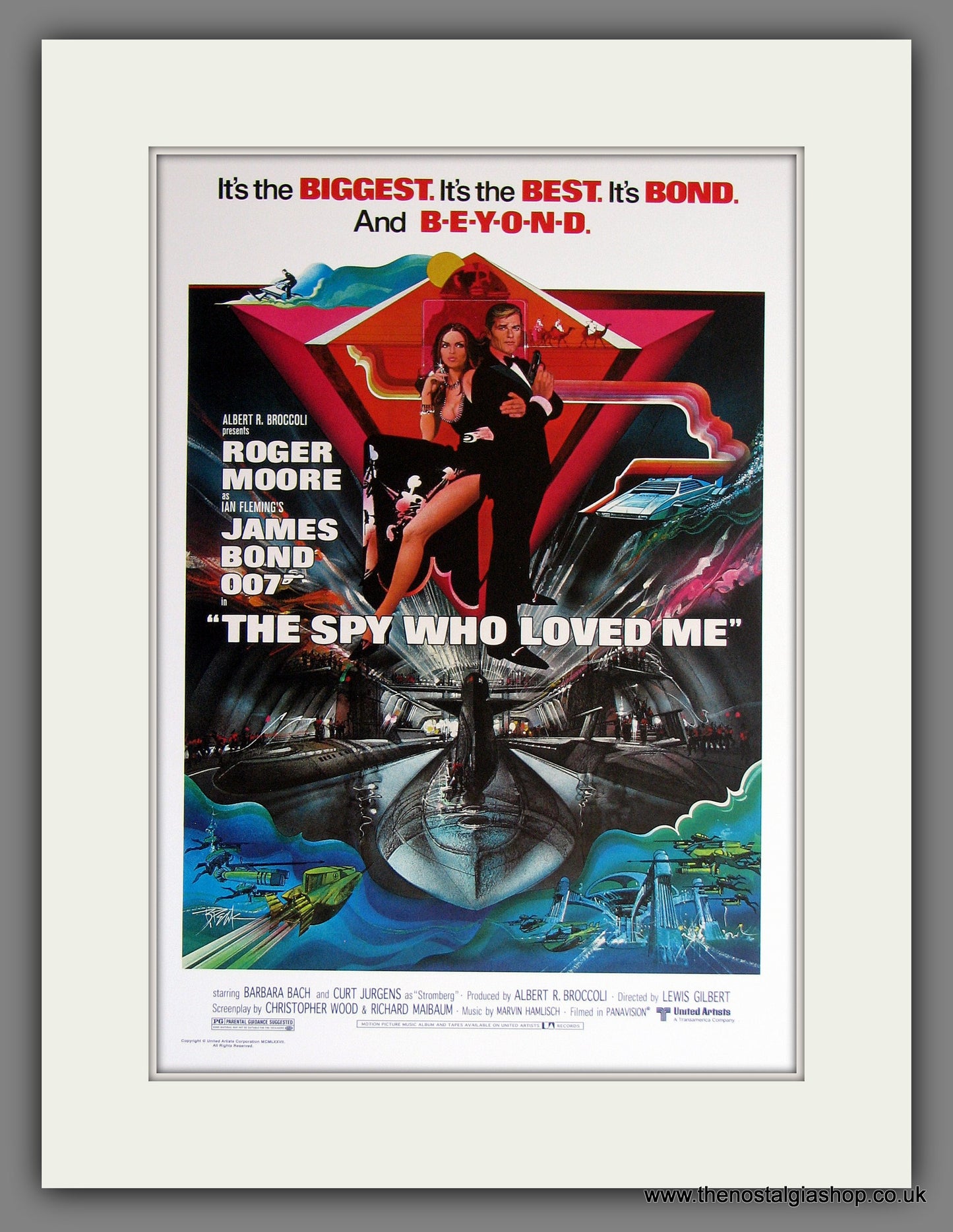 James Bond. The Spy Who Loved Me. Roger Moore. Reproduction Mounted Advert