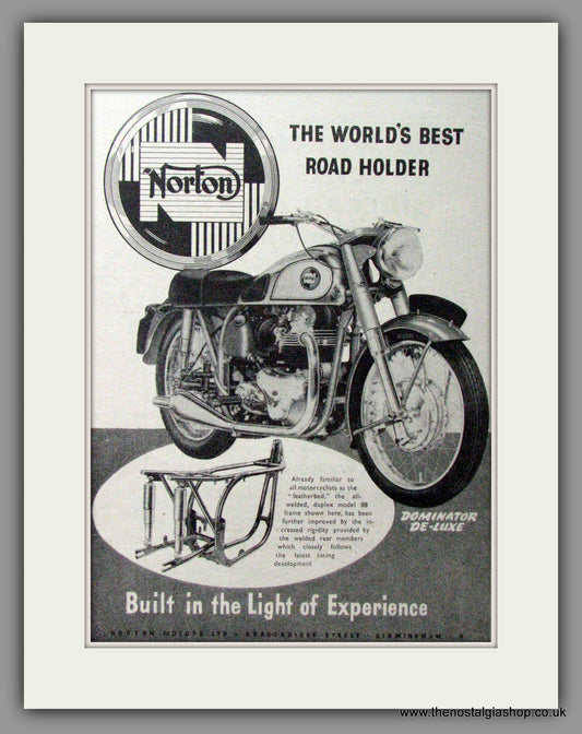 Norton Dominator De-Luxe. Original Advert 1954  (ref AD51911)