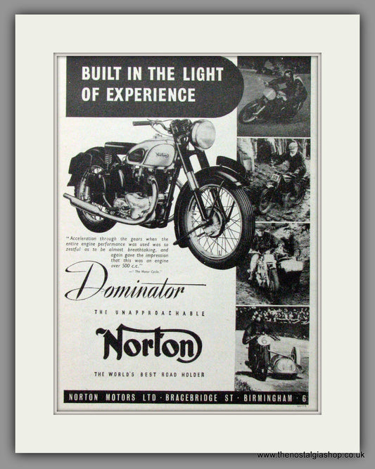 Norton Dominator. Original Advert 1950  (ref AD51914)
