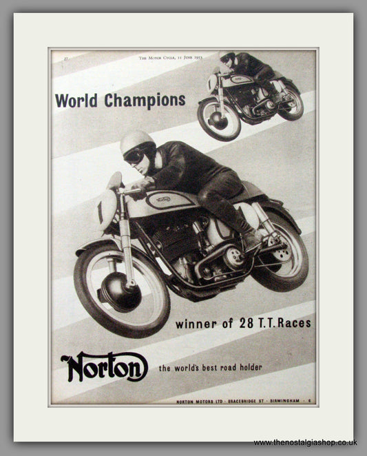 Norton Motorcycles. World Champions. Original Advert 1953  (ref AD51917)