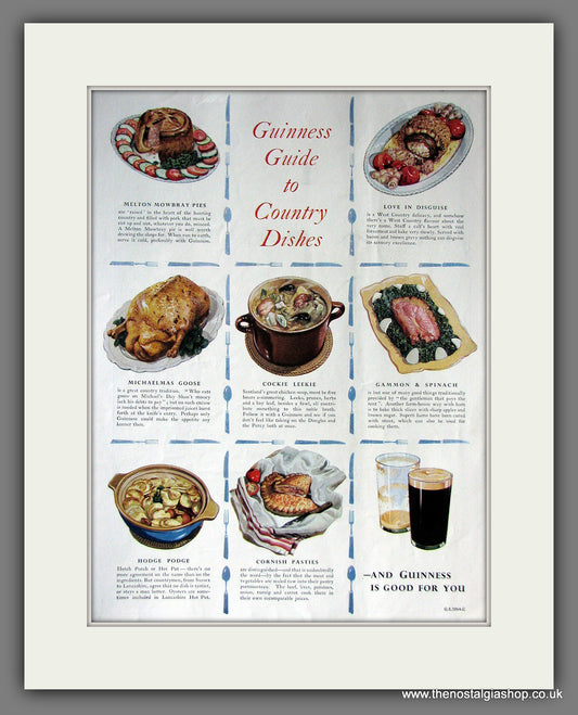 Guinness Guide To Country Dishes. 1953 Original Advert  (ref AD56324)