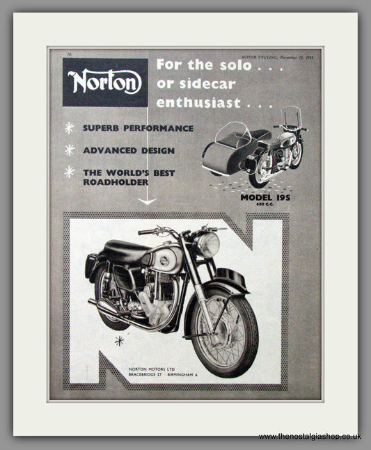 Norton Model 19S 600cc. Original Advert 1955  (ref AD51933)
