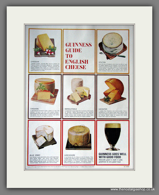 Guinness Guide To English Cheese. 1965 Original Advert  (ref AD56331)
