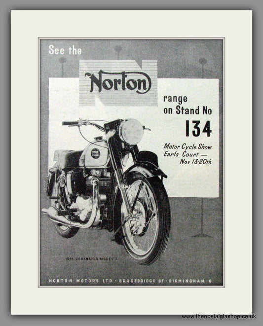 Norton Dominator Model 7 at Earls Court. Original Advert 1954  (ref AD51941)