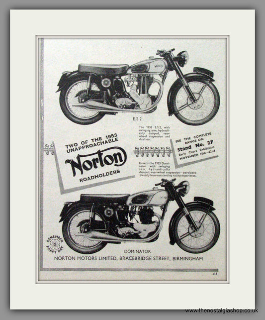 Norton Dominator and ES2. Original Advert 1952  (ref AD51944)