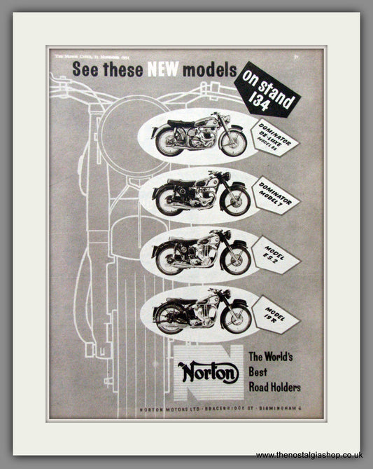 Norton Motorcycle Range, Dominator, ES2, 19R. Original Advert 1954  (ref AD51957)