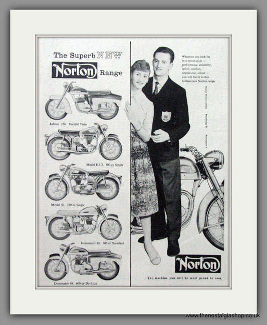 Norton Motorcycle Range for 1960. Original Advert 1959  (ref AD51961)