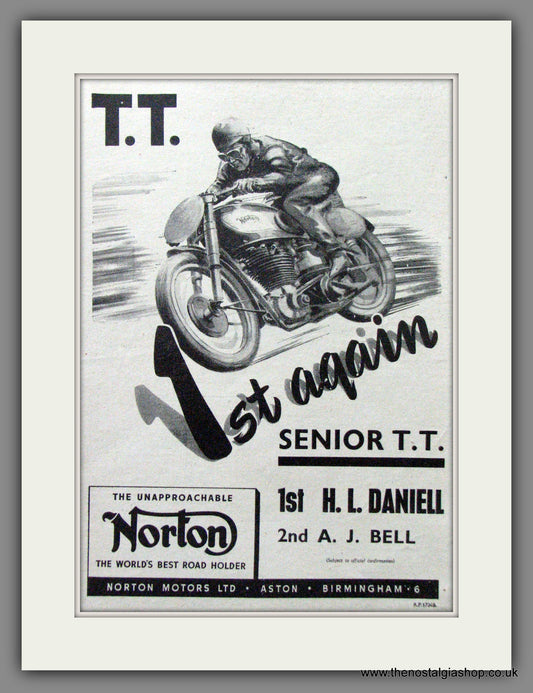 Norton Wins Senior TT, Rider H.L.Daniell. Original Advert 1947  (ref AD51966)