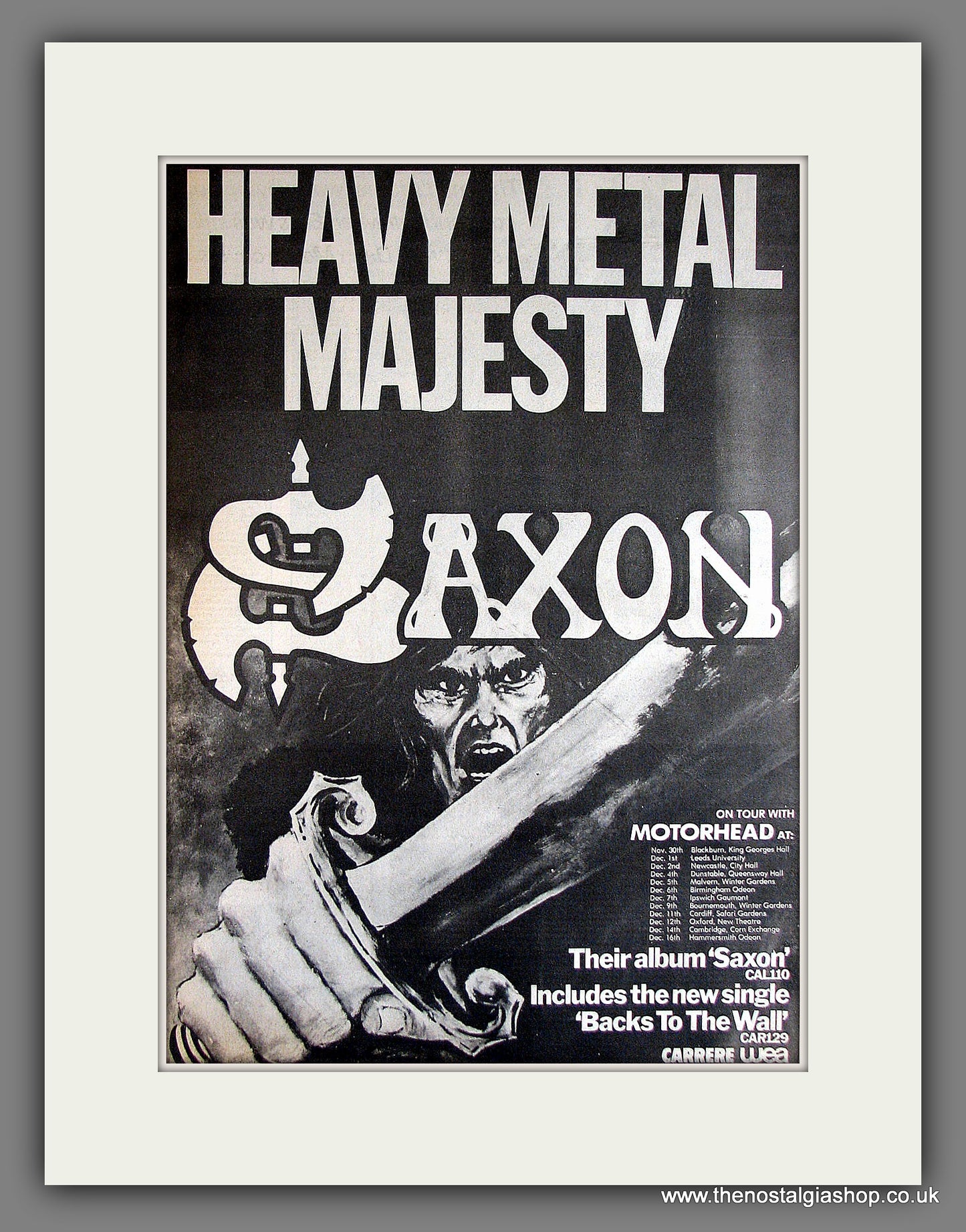 Saxon. UK Tour with Motorhead. Vintage Advert 1979 (ref AD14115)