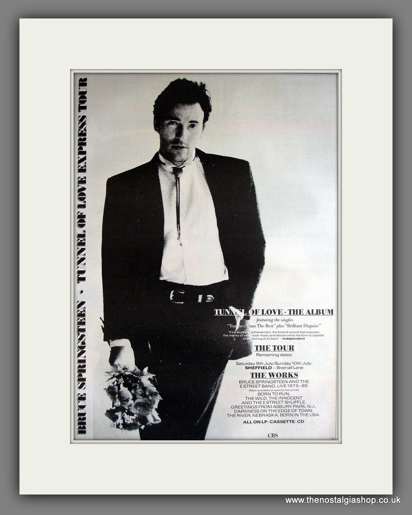 Bruce Springsteen. Tunnel of Love Express Tour. Vintage Advert 1988 (r ...