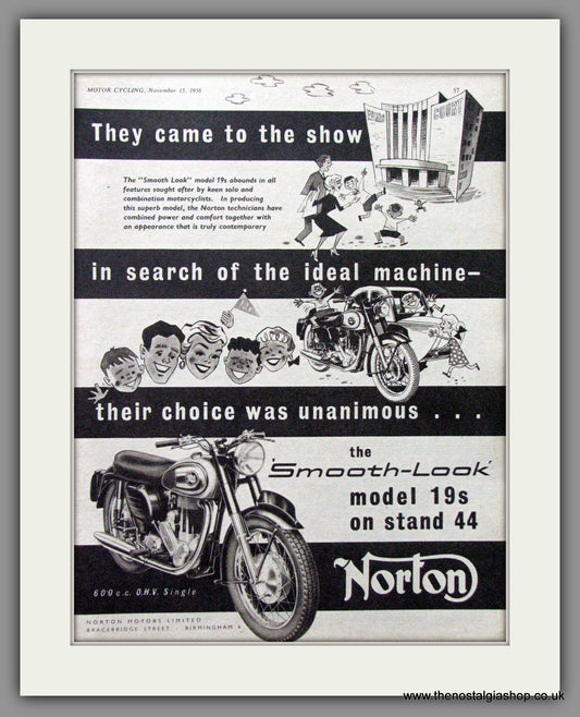 Norton Model 19S, The Smooth Look. Original Advert 1956  (ref AD51978)