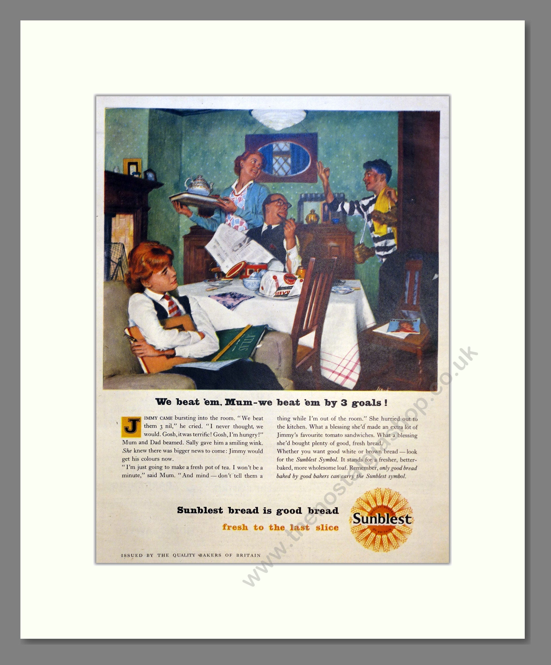 Sunblest Bread. Vintage Advert 1957 (ref AD301442)