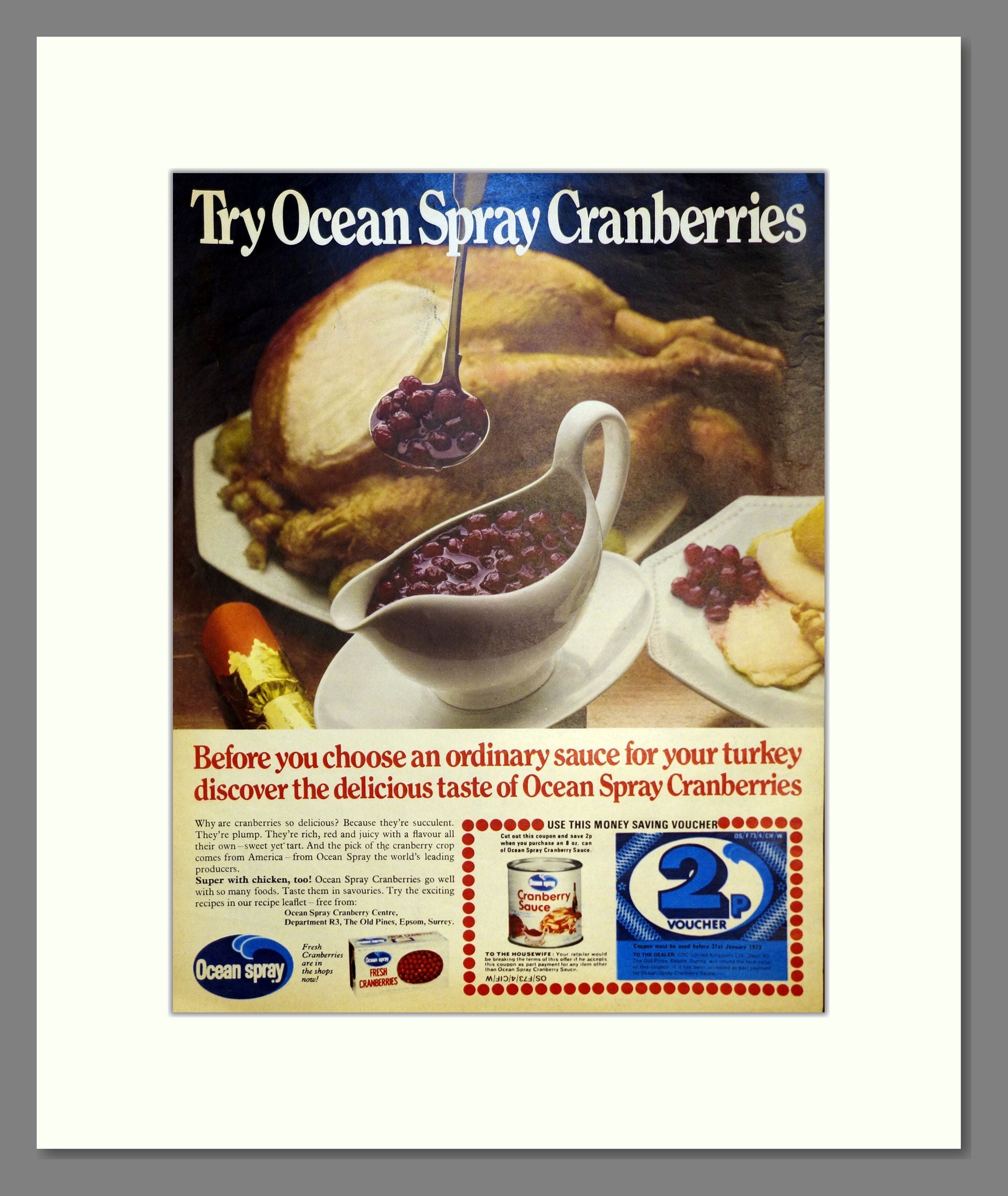 Ocean Spray Cranberries. Vintage Advert 1972 (ref AD301448)