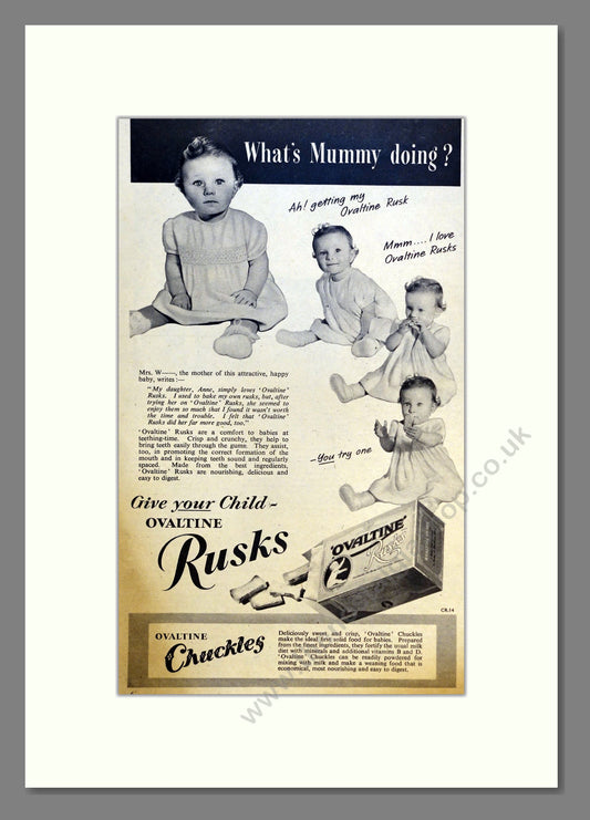Ovaltine Rusks. Vintage Advert 1958 (ref AD301461)