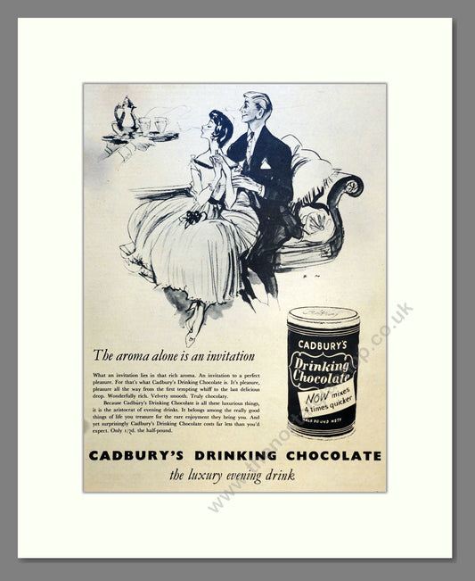 Cadbury's Drinking Chocolate. Vintage Advert 1955 (ref AD301476)