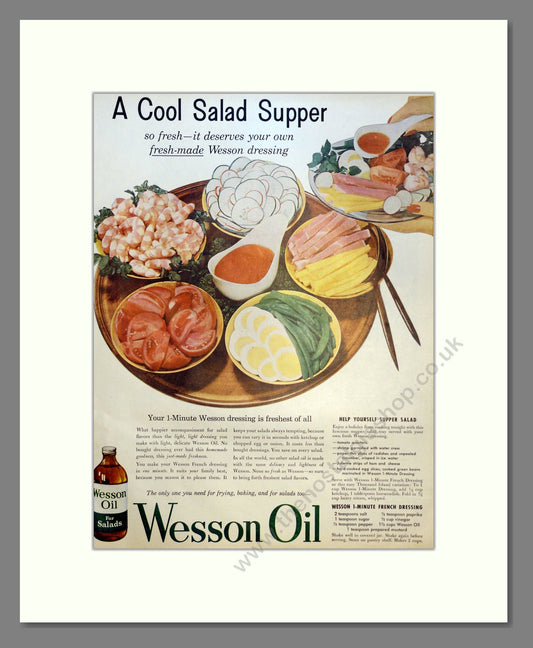 Wesson Oil for Salads. Vintage Advert 1956 (ref AD301488)