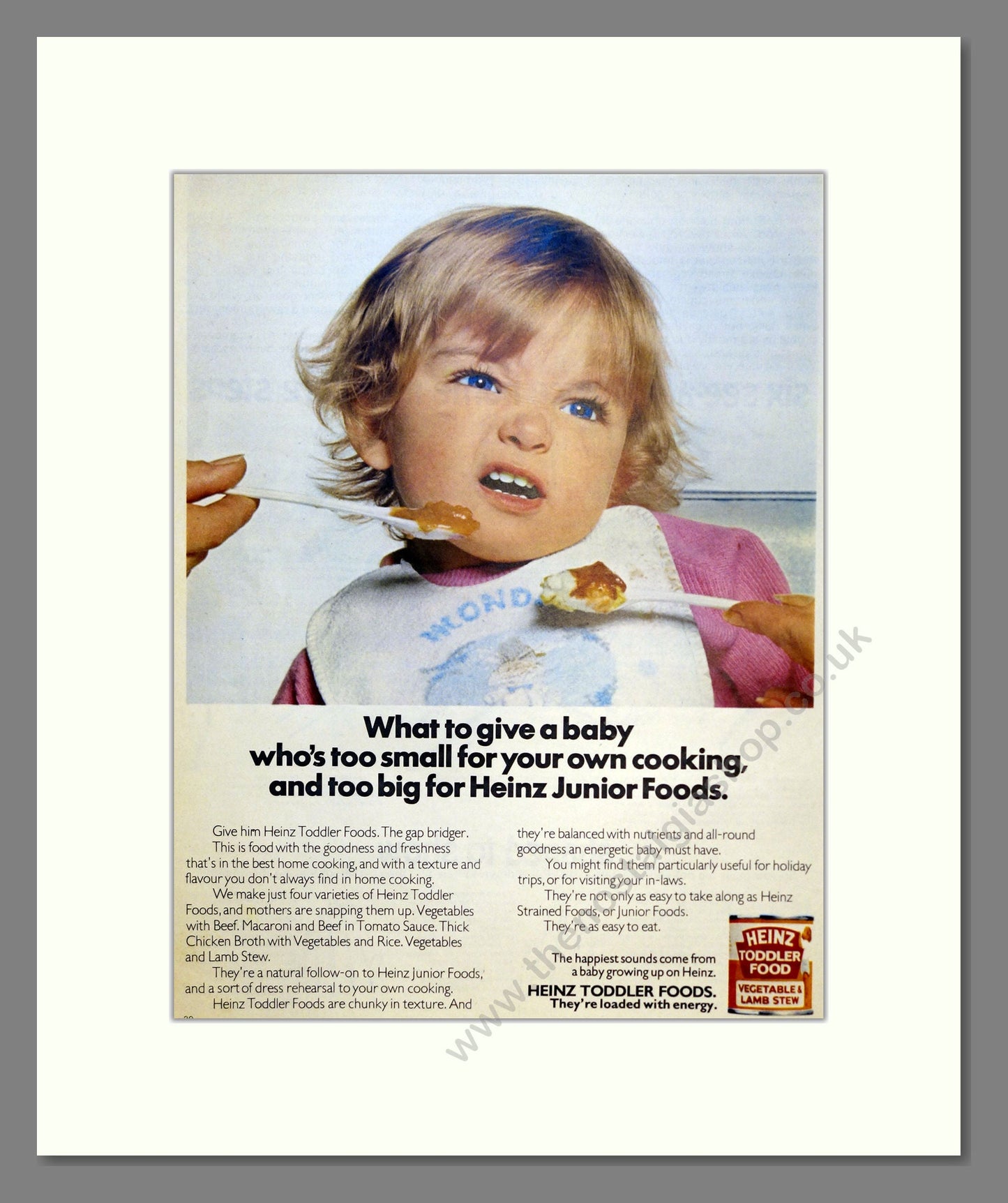 Heinz Toddler Foods. Vintage Advert 1972 (ref AD301490)