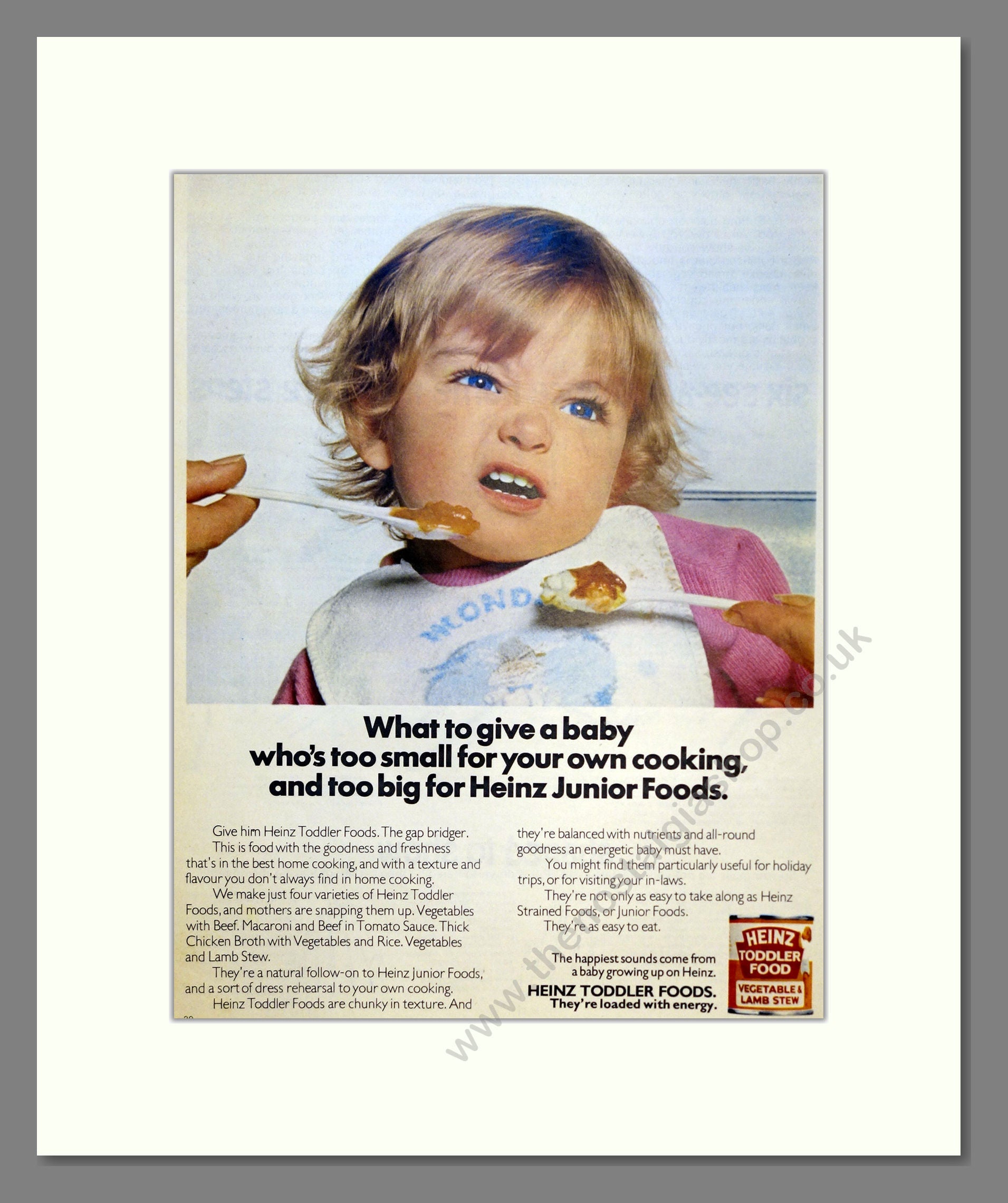 Heinz Toddler Foods. Vintage Advert 1972 (ref AD301490)