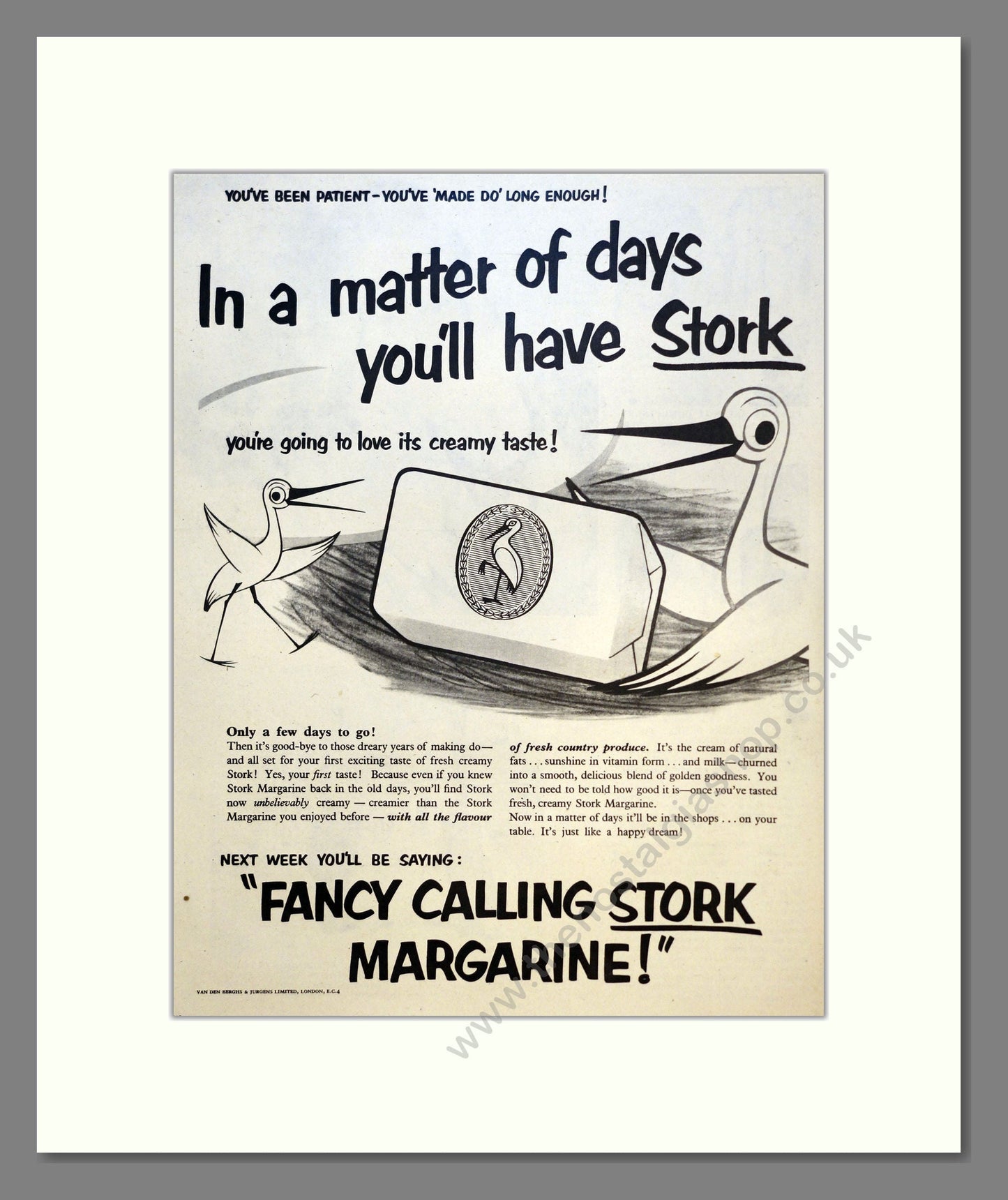 Stork Margarine. Vintage Advert 1954 (ref AD301517)