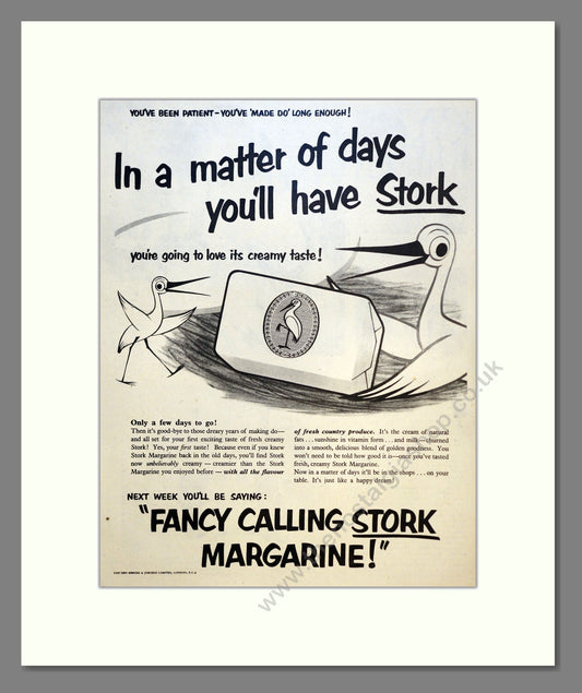Stork Margarine. Vintage Advert 1954 (ref AD301517)