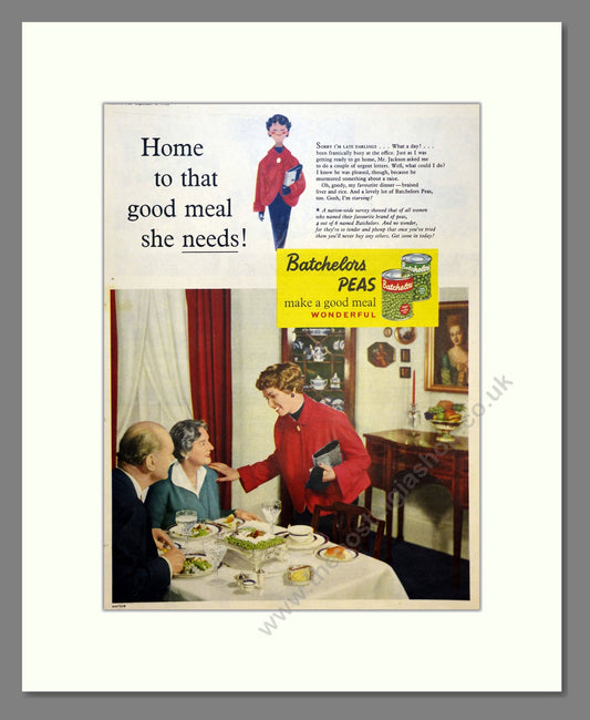 Batchelors Peas. Vintage Advert 1955 (ref AD301523)
