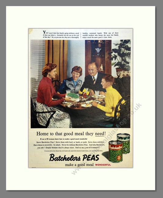Batchelors Peas. Vintage Advert 1955 (ref AD301524)