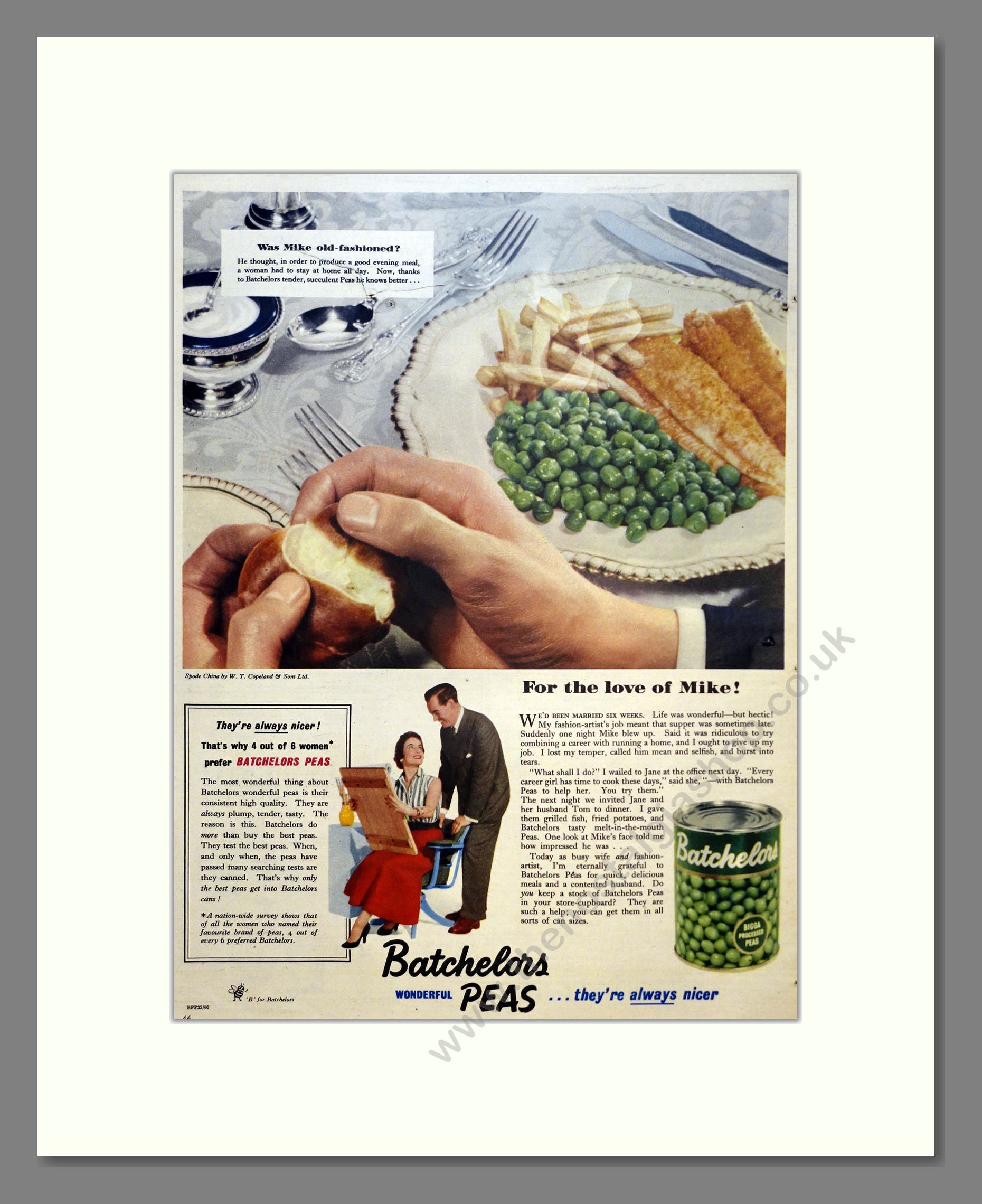 Batchelors Peas. Vintage Advert 1954 (ref AD301526)
